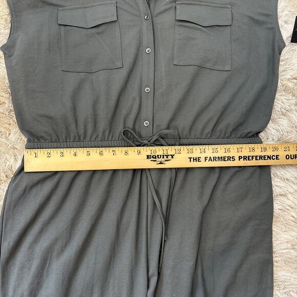 Rock & Republic Pant Suit Jumpsuit XXL Grey Desert Sand Cuffed Drawstring Waist - Picture 11 of 15